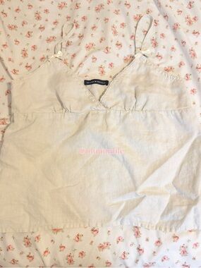 Brandy Melville Cream Linen Cami with Spine Detail